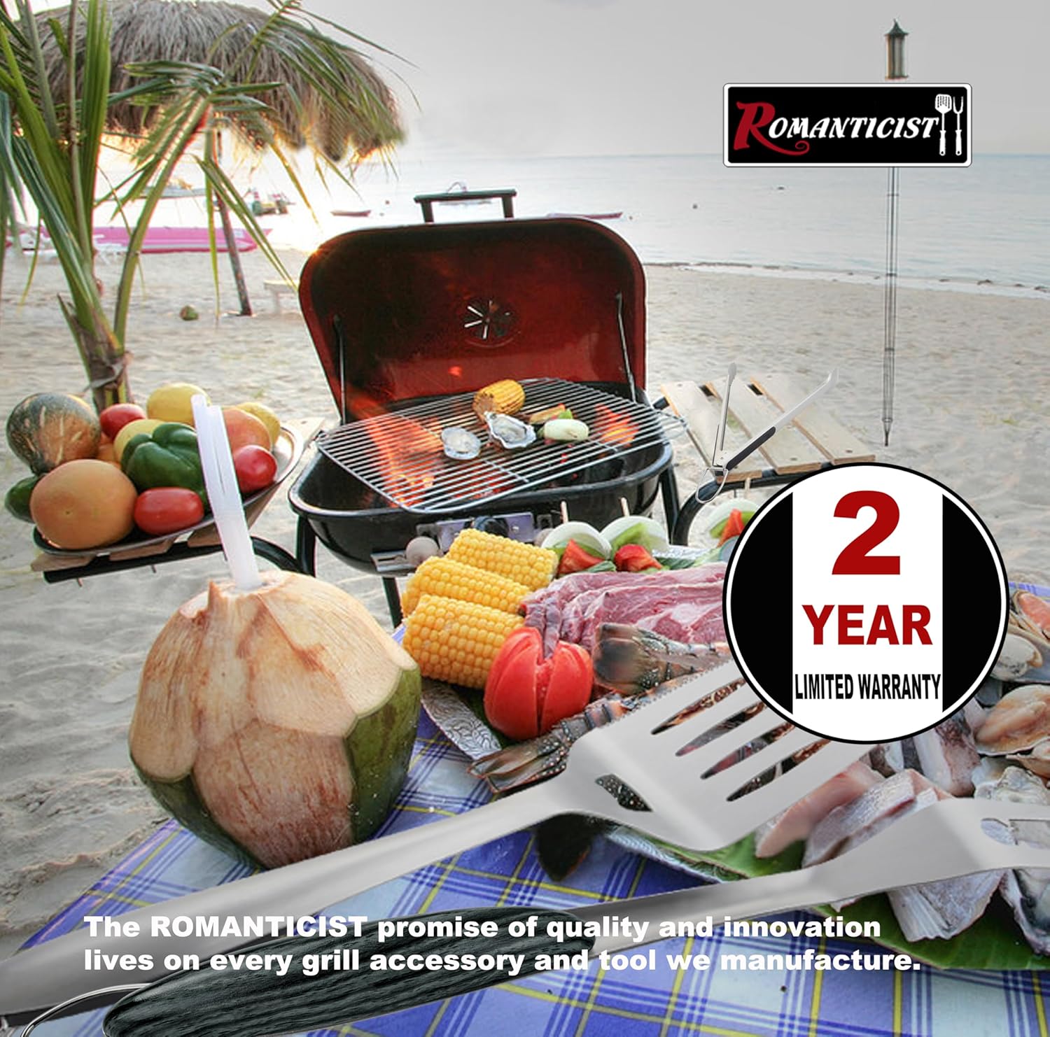 Extra-Long Stainless Tongs and Fork